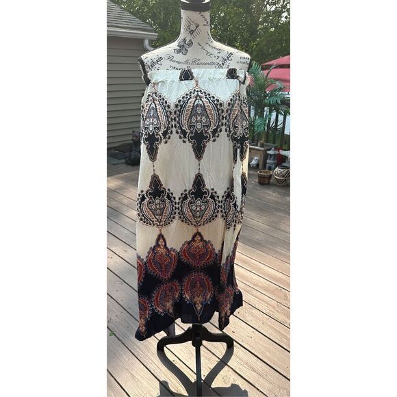 Summer two piece totem, print, Boho off the shoulder crop top and skirt see meas - Picture 5 of 7
